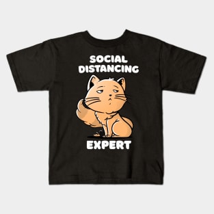 Social Distancing Expert Cute Snob Cat Gift Kids T-Shirt